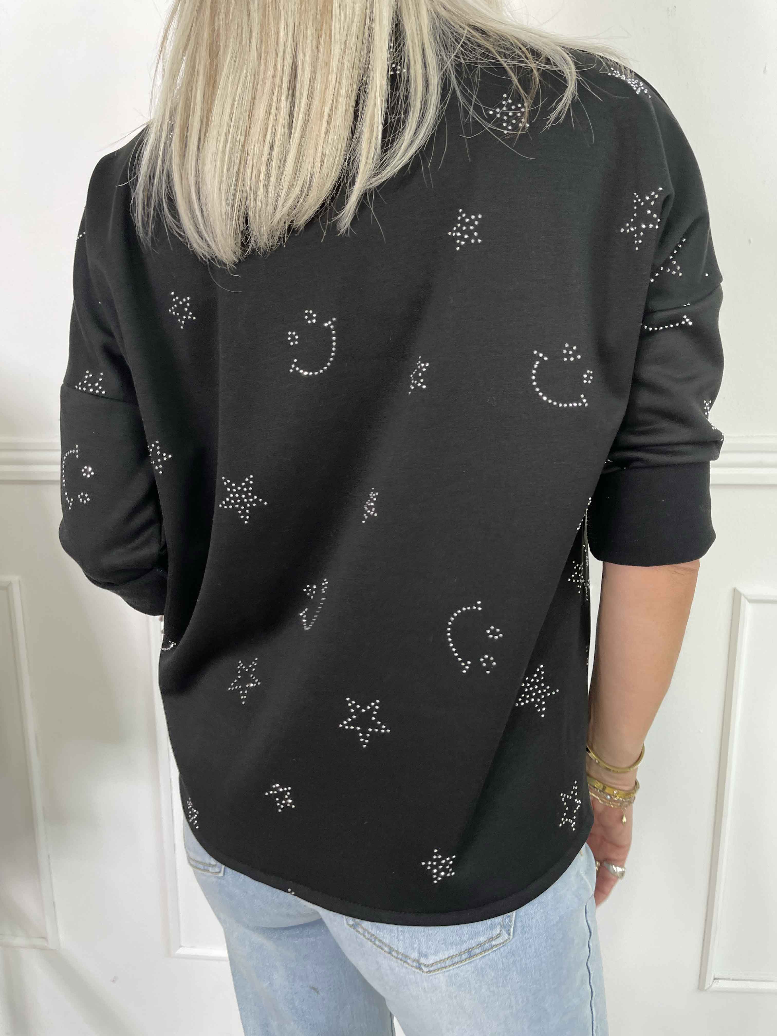 Star - Mjuk skjorta med smiley och strassstjärnor